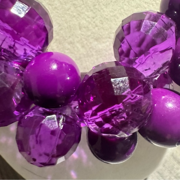 Purple Bauble Beads Vintage Necklace Statement - Picture 2 of 4